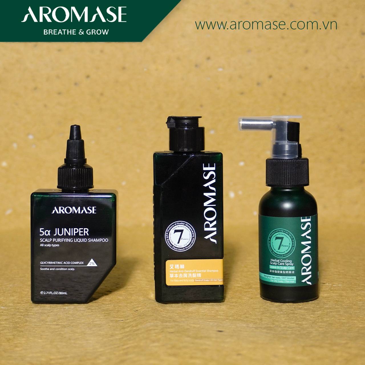 3 BƯỚC AROMASE CHO TÓC GÀU NGỨA, DẦU NHỜN: TẨY TẾ BÀO CHẾT + DẦU GỘI + XỊT DƯỠNG 1